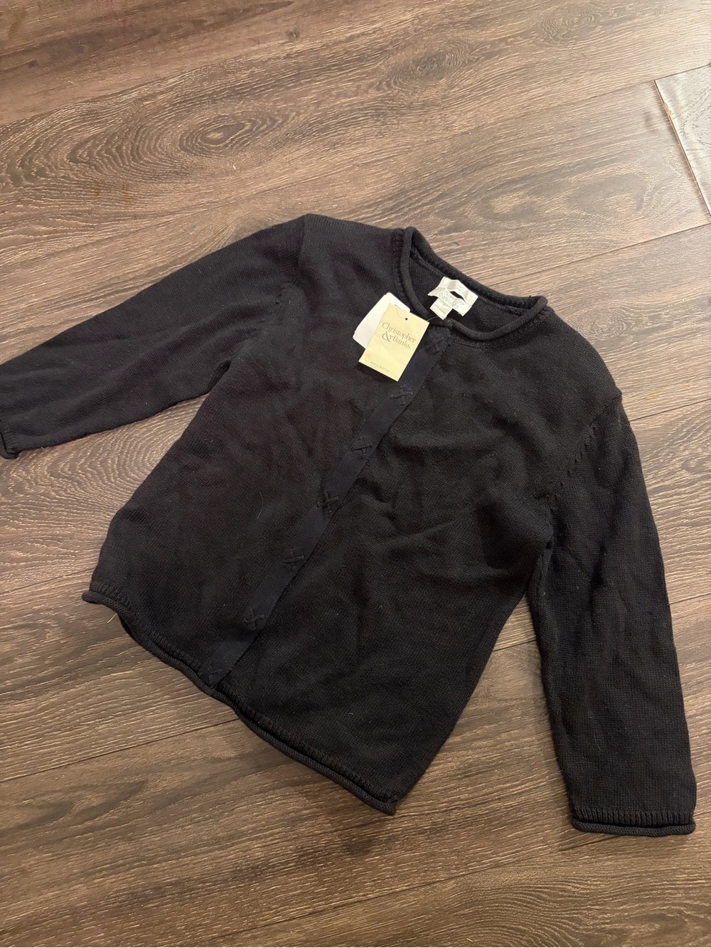 Christopher & Banks Black Padded Shoulders Crewneck Cardigan Small